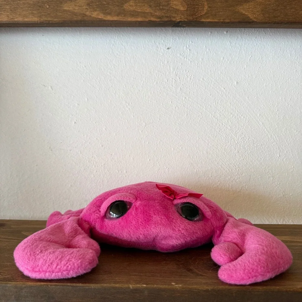 2pc Wishpets 2013 Droopy Crabby Plush Lot Pink Purple Large Eyes Bow 03707 Set